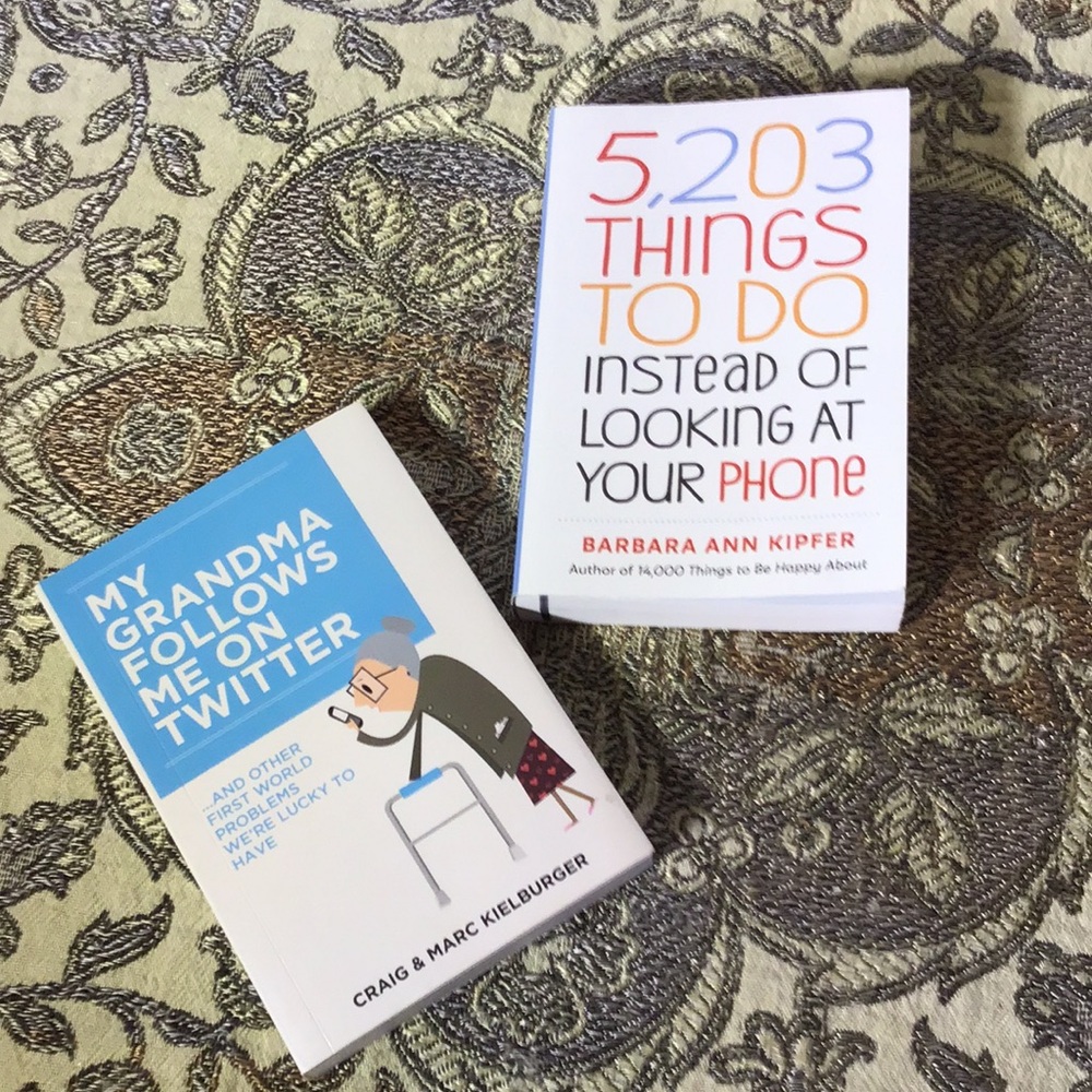 Gift books for the chronically tech distracted Two small books entertainmening!